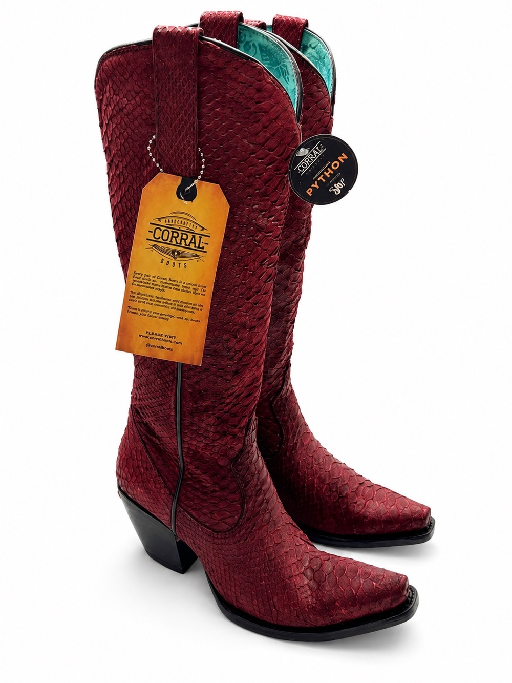 Corral A4194 Red Full Python Tall Western Cowboy Boots BNWT Size 8